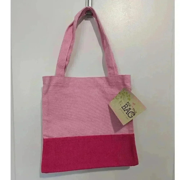 New Childs Two Toned Pink Coloring Canvas Tote Bag - Picture 1 of 4